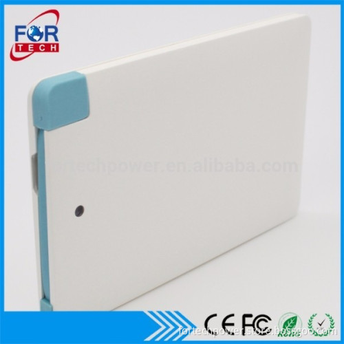 2017 Ultra slim power bank for mi 2000mah smart power bank with USB micro cable for business gift